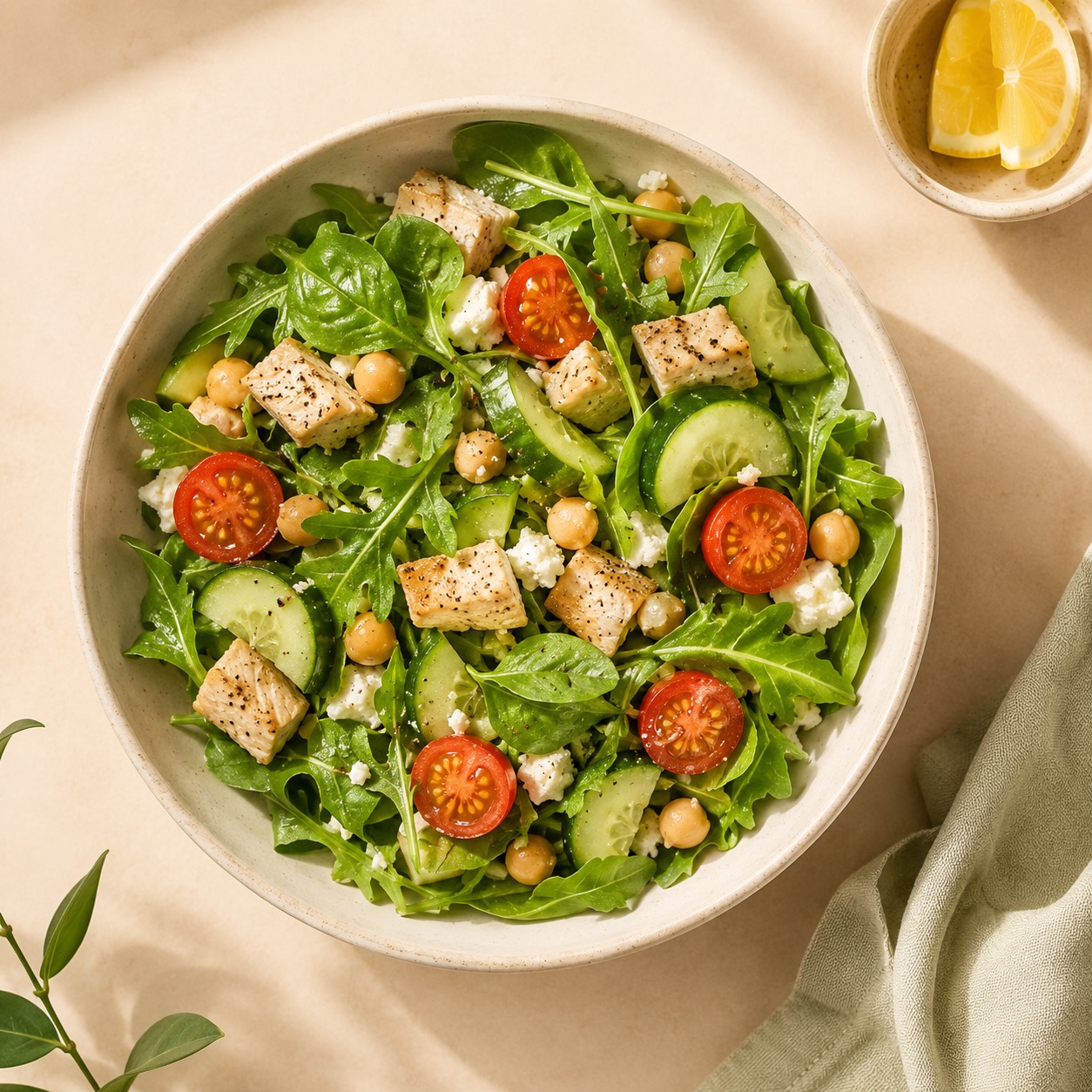 Light salad with seasonal greens